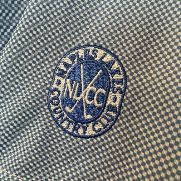 Men’s FootJoy Naples Lake Country Club Crest  Blue Polo Medium - Picture 5 of 5